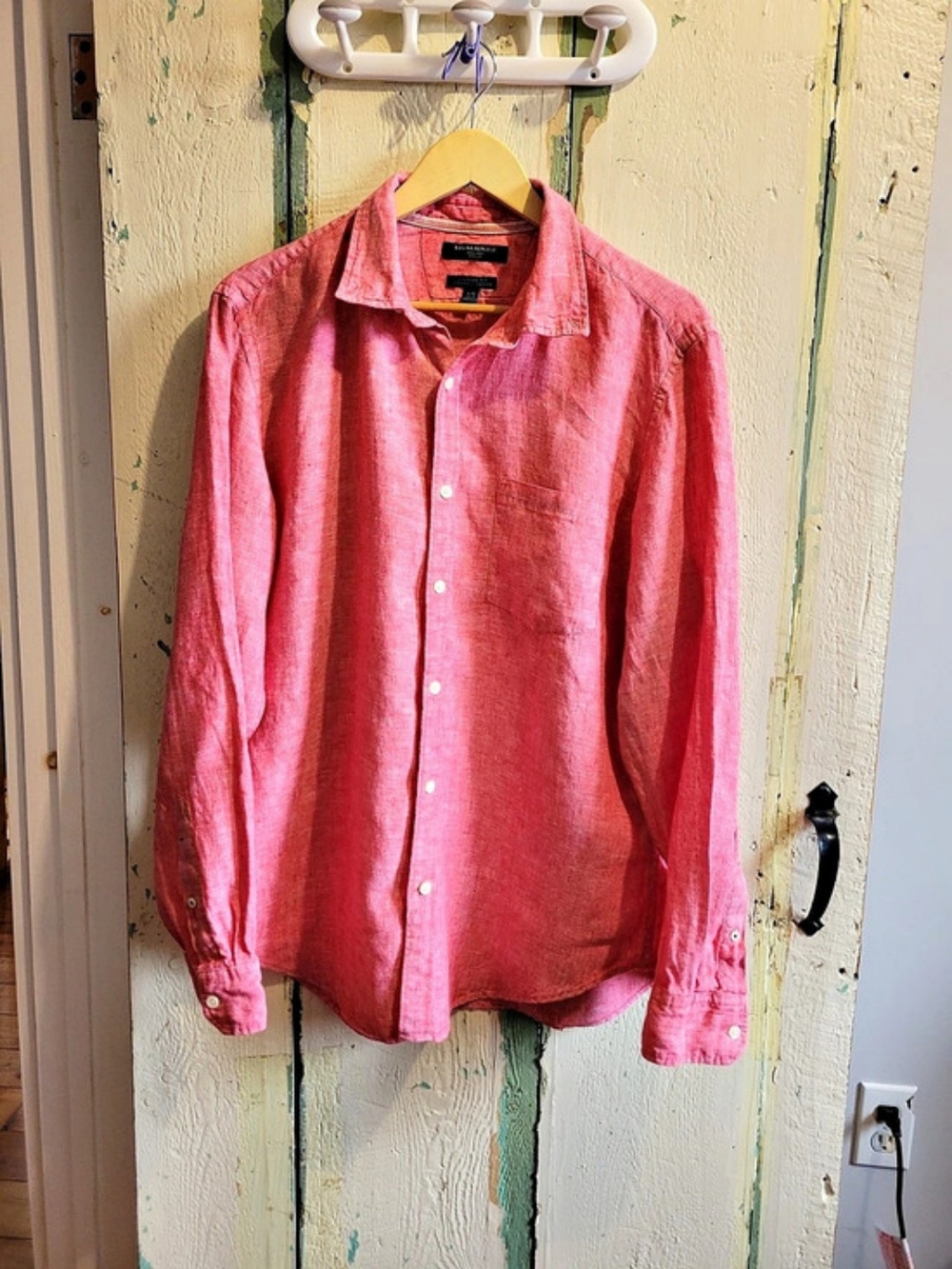 100% Linen Banana Republic Camden Fit Shirt Button Down Size Large